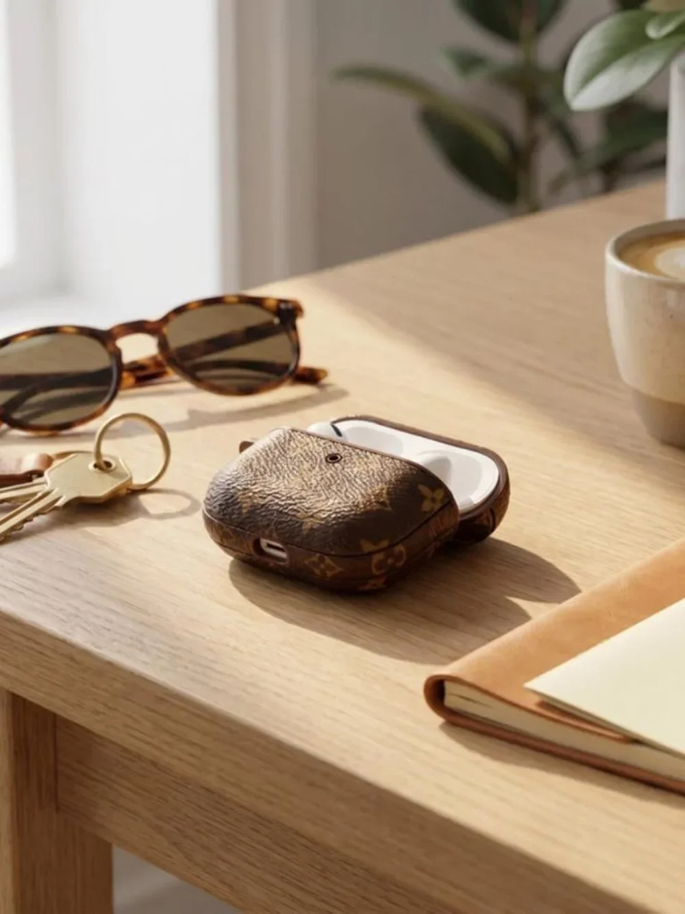 Brown Luxury Pattern Earbud Case Compatible with AirPods